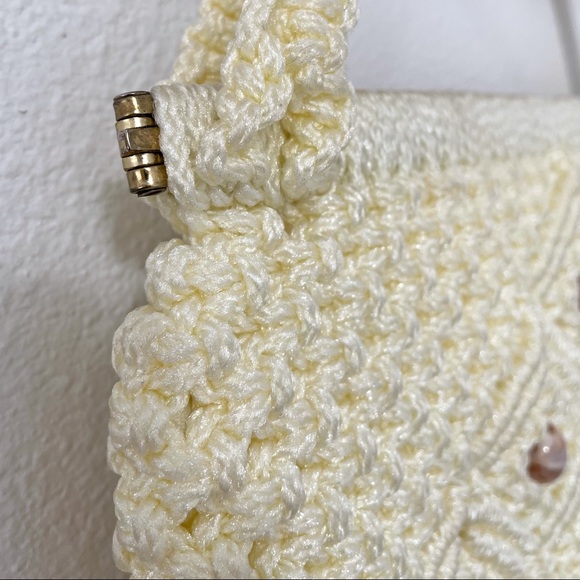 Vintage 1970's Macrame Woven Beaded Handbag - Picture 5 of 9